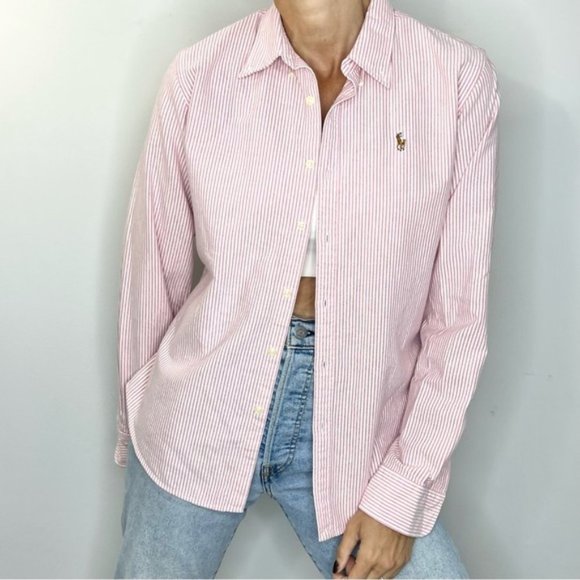 Ralph Lauren Tops - RALPH Lauren 100% cotton striped slim fit Oxford button down shirt 10